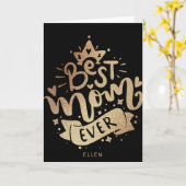Carte La Meilleure maman jamais Black Gold Typographie M (Fleur jaune)