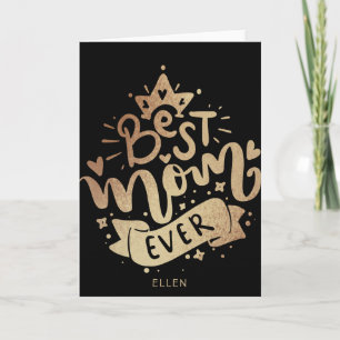 Carte La Meilleure maman jamais Black Gold Typographie M