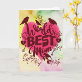 Carte La meilleure typographie d'aquarelle de jour de (Fleur jaune)