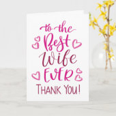 Carte La meilleure typographie Merci de femme en rose (Fleur jaune)