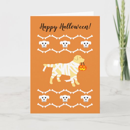 Carte La momie du Labrador jaune d'Halloween (Devant)