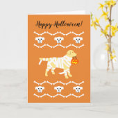 Carte La momie du Labrador jaune d'Halloween (Fleur jaune)