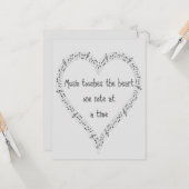 Carte La musique touche le coeur inspiré Citation (Devant/Arrière en situation)