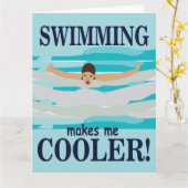 Carte La natation me rend plus cool nageur salutation de (Fleur jaune)