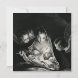 Carte La Nativité Christ Enfant Mère Marie Anges