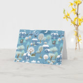 Carte La nuit d'hiver vintage village (Fleur jaune)