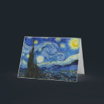 Carte La nuit étoilée, 1889 par Vincent van Gogh<br><div class="desc">La nuit étoilée,  1889 par Vincent van Gogh. Il représente la vue depuis la fenêtre est de sa chambre d'asile à Saint-Rémy-de-Provence,  juste avant le lever du soleil,  avec l'ajout d'un village imaginaire.</div>