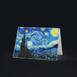 Carte La nuit étoilée - Van Gogh<br><div class="desc">La nuit étoilée est une huile sur toile peinte par le peintre néo-impressionniste Vincent van Gogh. Peint en juin 1889,  il dépeint la vue depuis la fenêtre est de sa chambre d'asile à Saint-Rémy-de-Provence,  juste avant le lever du soleil,  avec l'ajout d'un village imaginaire</div>
