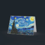 Carte La nuit étoilée | Van Gogh |<br><div class="desc">The Starry Night est une toile peinte à l'huile par le peintre néo-impressionniste néerlandais Vincent van Gogh. Peint en juin 1889,  il dépeint la vue depuis la fenêtre est de sa chambre d'asile à Saint-Rémy-de-Provence,  juste avant le lever du soleil,  avec l'ajout d'un village imaginaire.</div>
