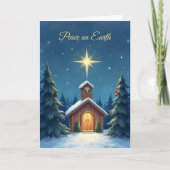 Carte La paix religieuse de Noël sur Terre Chapelle Neig (Devant)