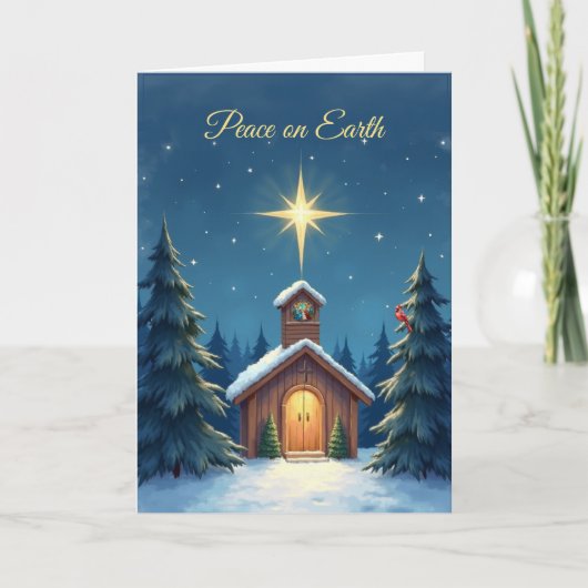 Carte La paix religieuse de Noël sur Terre Chapelle Neig (Devant)