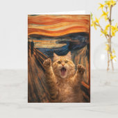 Carte La parodie d'art du chat dans Le Cri (Fleur jaune)