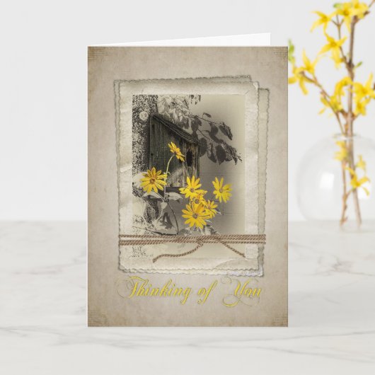 Carte La pensée à vous cardent (Fleur jaune)