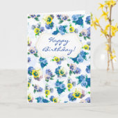 Carte La pensée bleue fleurit le joyeux anniversaire de (Fleur jaune)