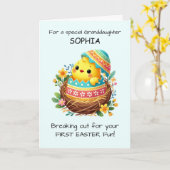 Carte La Petite-Fille Première Enfant De Pâques Sortir (Fleur jaune)