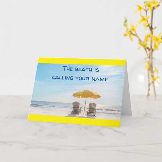 CARTE LA PLAGE "APPELLE VOTRE NOM" (Fleur jaune)
