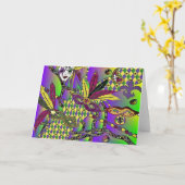 Carte La plume psychédélique de mardi gras masque (Fleur jaune)