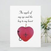 Carte La pomme de mon oeil et la clé de mon coeur (Debout devant)