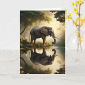 Carte La réflexion d'un éléphant | Joyeux anniversaire (Fleur jaune)