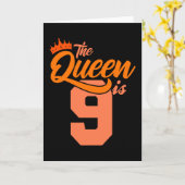 Carte LA REINE A 9 ans 9e anniversaire fille fille (Fleur jaune)