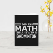 Carte La Réponse Est Badminton Funny Math Enseignant (Fleur jaune)