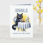 Carte La restauration rapide est fausse Chat noir drôle (Fleur jaune)