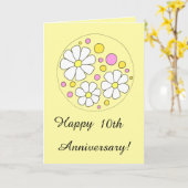Carte La rétro marguerite fleurit le 10ème anniversaire (Fleur jaune)