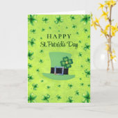 Carte La Saint-Patrick Aquarelle Trèfle sur fond vert (Fleur jaune)