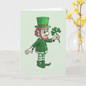 Carte La Saint Patrick avec Leprechaun (Fleur jaune)