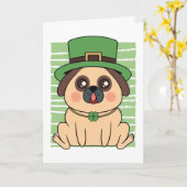 Carte La Saint-Patrick Chien Pug Chanceux Trèfle (Fleur jaune)