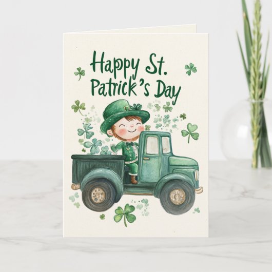 Carte La Saint-Patrick et joyeux petit lutin (Devant)