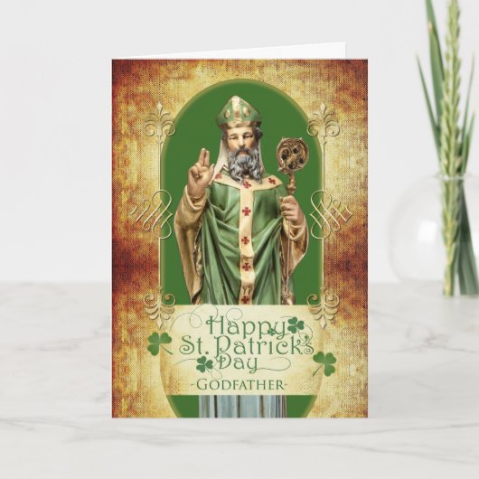Carte La Saint-Patrick pour le parrain avec la statue du (Devant)