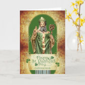 Carte La Saint-Patrick pour le parrain avec la statue du (Fleur jaune)
