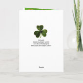 CARTE LA SAINT-PATRICK VERTE TRÈFLES ET TRINITÉ (Dos)