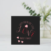 Carte La Saint-Valentin Amour Coeurs Rose Rouge Écriture (Debout devant)