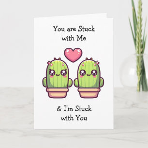 Carte La Saint-Valentin Amour de puns drôles de cactus
