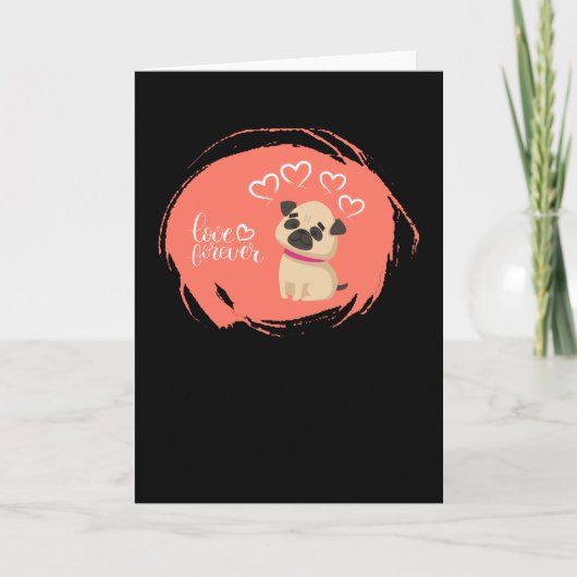Carte La Saint-Valentin avec un chien pug mignon (Devant)