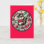 Carte La Saint-Valentin Chipmunk Cœurs Saignants Fleurs (Fleur jaune)