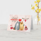 Carte La Saint-Valentin Couple de Chat Romantique Mignon (Fleur jaune)