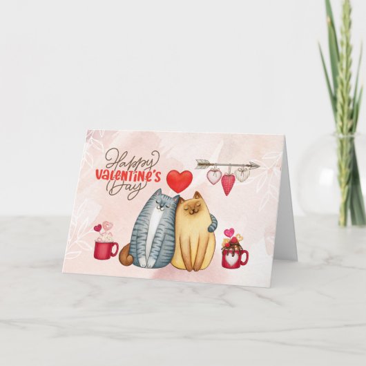 Carte La Saint-Valentin Couple de Chat Romantique Mignon (Devant)