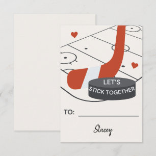 Carte La Saint-Valentin des enfants de hockey "Restons e