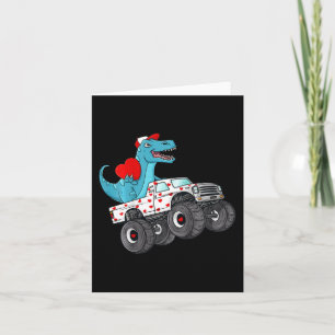 Carte La Saint-Valentin des enfants T Rex conduisant un