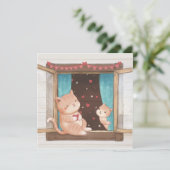 Carte La Saint-Valentin : Illustration de chats et de cœ (Debout devant)