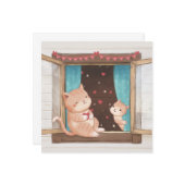 Carte La Saint-Valentin : Illustration de chats et de cœ (Devant/Arrière en situation)