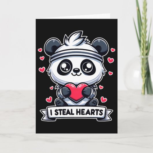 Carte La Saint-Valentin, je vole des cœurs Ourson Panda (Devant)