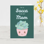 Carte La Saint-Valentin Ma Mère avec Succulente Kawaii (Fleur jaune)