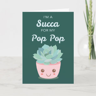 Carte La Saint-Valentin pour Pépé avec Succulente Kawaii
