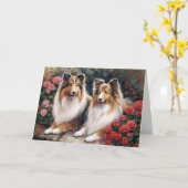 Carte La Saint-Valentin Sheltie (Fleur jaune)