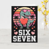 Carte La Saint-Valentin Six Seven Dinosaure T-rex Pour E (Fleur jaune)