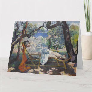 Carte La Siesta (Jeanne reposant dans une chaise à roche